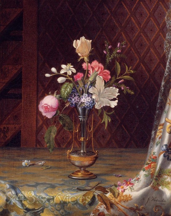 Martin Johnson Heade - Vase von gemischten Blumen - Vase of Mixed Flowers - zum Schließen ins Bild klicken